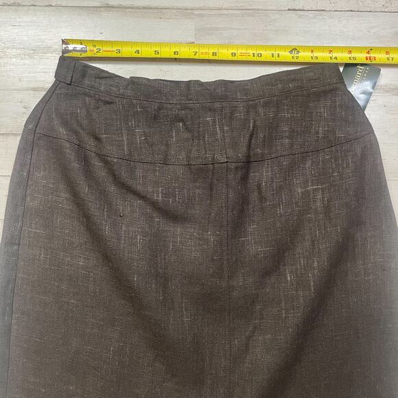 harve benard Brown Tobacco 100% Linen Short Skirt SZ 12 C101972 - Picture 9 of 9